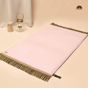 Alfombra de Oración Jumbo Peach XL, Hecha a Máquina, de Poliéster, con Espuma de Pelo Sintético Premium, 130x75cm, Alfombra Islámica con Detalles en Oro de 24K, para Viaje y Hogar - Product Image 4