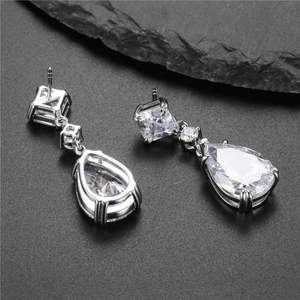 ต่างหูพลอยสี่เหลี่ยมสีเงิน925สำหรับผู้หญิงขายดีเครื่องประดับหินประจำเดือนเกิด - Product Image 2