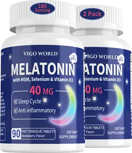 Şeker ücretsiz Melatonin 40 mg yetişkinler için 180 servis hızlı çözünen dilaltı tabletleri