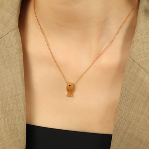 Collar con Colgante de Pez Dorado con Ojo de Diamante, Amuleto con Diseño de Animal para Regalo - Product Image 4