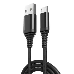 Kabel pengisi daya cepat, kabel ponsel mikro usb kepang nilon 3A 1m2m