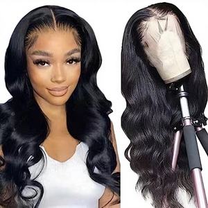 Perruque frontale en dentelle américaine ; Cheveux vietnamiens longs bouclés en grandes vagues ; <span class=keywords><strong>Couverture</strong></span> complète de la tête ; Stock d'usine ; Accessoire de jeu de rôle noir - Product Image 1