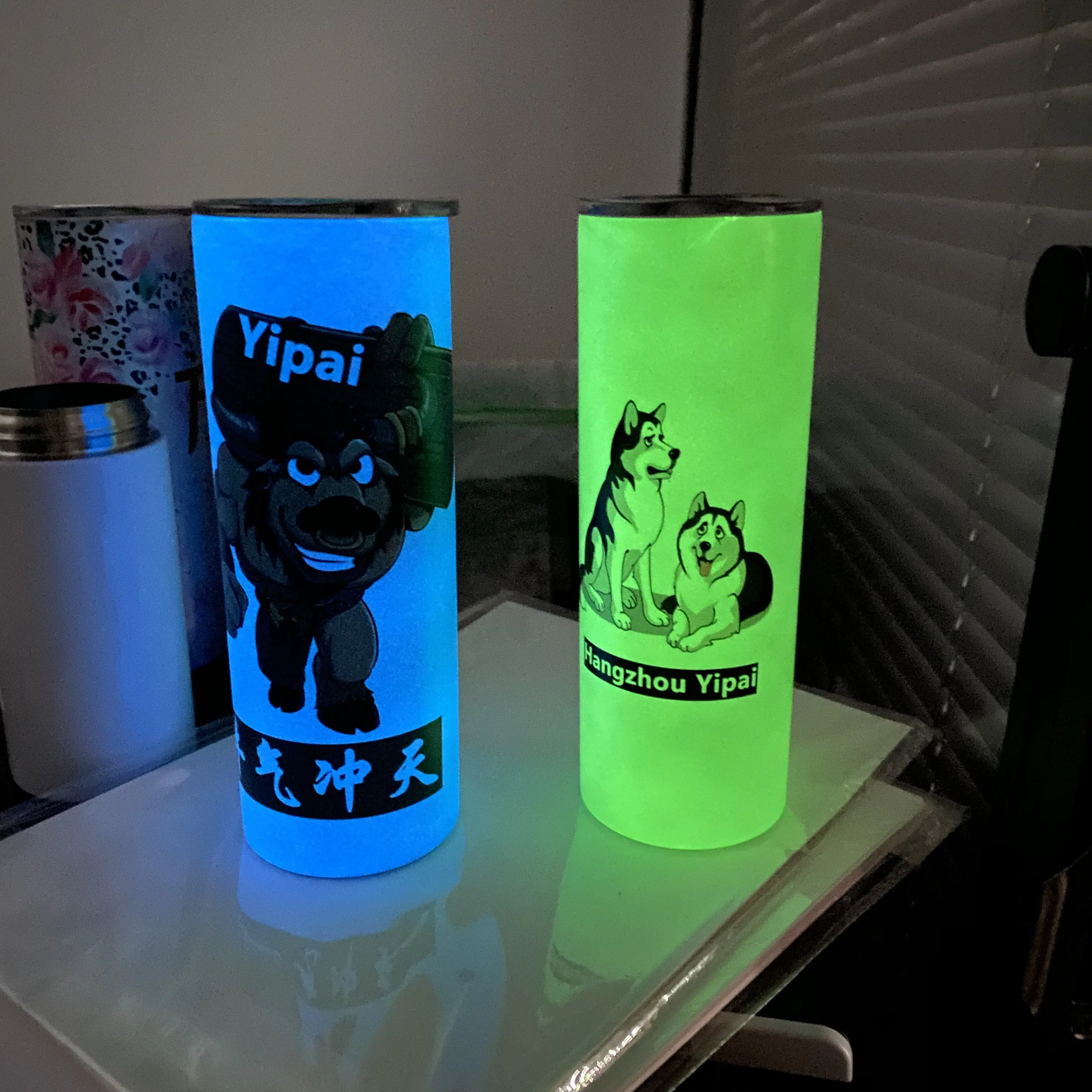 White cups glow change color 20oz Same width from up and down blank sublimation tumblers for Dye Sublimation Heat Press