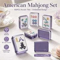 Tuiles de mahjong personnalisées XCL, 160 pièces, jeu de mahjong en acrylique, design personnalisé avec logo et motif, jeu américain