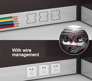 현대식 1 인용 컨버터블 경영진 사무실 책상 확장 가능한 선반 소켓 패널 우드 스타일 워크 스테이션이있는 상업용 칸막이 - Product Image 5