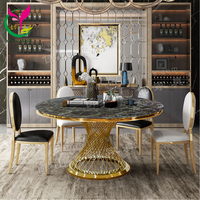 Cadre de Table À Manger Ronde En Pierre De Marbre En Acier Inoxydable pour Mariage HYC-ST31 Noir de Haute Qualité Salle à manger Meubles En Verre
