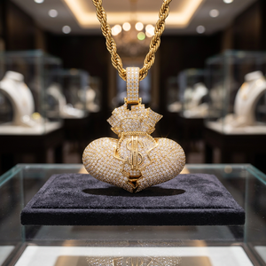 Collier chaîne en corde avec pendentif sac à monnaie plaqué or et zircone cubique, style hip-hop pour homme, cadeau de bijoux - Product Image 3