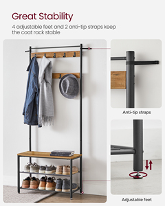 <span class=keywords><strong>VASAGLE</strong></span> entrée industriel 3 <span class=keywords><strong>étagère</strong></span>s facile à assembler porte-vêtements en métal multifonctionnel avec porte-chaussures - Product Image 5
