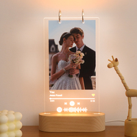 Lampe de nuit LED en acrylique personnalisée avec image créative, lumière musicale personnalisable, lampe de table en bois pour la décoration de la maison