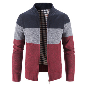 Pull en tricot à col baseball rayé épais et de haute qualité pour l'hiver, à manches longues, pour hommes - Product Image 5