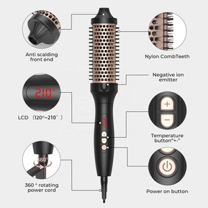 Cepillo caliente voluminizador, rizos, cepillo <span class=keywords><strong>de</strong></span> pelo rizado sin aire, herramientas <span class=keywords><strong>de</strong></span> estilismo para el <span class=keywords><strong>cabello</strong></span>, cepillo térmico PTC doble redondo calentado en caliente - Product Image 4