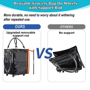 Tùy chỉnh không thấm nước gấp <span class=keywords><strong>PP</strong></span> mua sắm Túi với dây kéo bánh xe xử lý tái sử dụng hàng tạp hóa lưu trữ và du lịch phụ kiện - Product Image 2