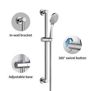New Design <strong>Wall</strong> Mount Bathroom <strong>Shower</strong> Set With ABS Plastic Chrome Sliver <strong>Shower</strong> <strong>Head</strong> and Adjustable Bar - Product Image 3