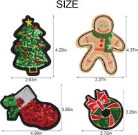 Patchs brodés à sequins de Noël, motifs sapin, couronne, chaussette et bonhomme en pain d'épices pour vestes, chapeaux, sacs et vêtements d'hiver pour enfants