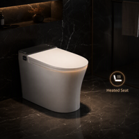 WC intelligent monobloc avec couvercle automatique, siège chauffant, cuvette allongée, siphon en P inclus, fonction lavage des fesses, fonction lavage intime, buse autonettoyante