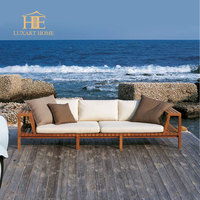Ensembles de mobilier d'extérieur imperméables, canapé 2 places de style nordique pour jardin, sièges de patio, table basse en bois, chaise de balcon, chaise de piscine pour hôtel