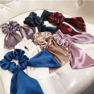 Nouveau chouchou en soie de mûrier 100% avec nœud, élastique vintage pour queue de cheval pour femme - Product Image 2