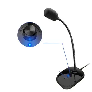 Microphone USB léger et portable en silicone, antidérapant, avec éclairage LED, pour pieds