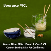 Tazón inclinado Moon Blue de 9 cm y 8 cl, plato de cerámica para servir condimentos