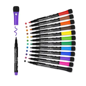 12 Colors Magnetic Whiteboard Dry Marker Pens 3 Pcs Suits Erasable Whiteboard Marker With Eraser