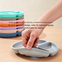 Assiette Bébé en Silicone Personnalisée à Compartiments, Style Minimaliste, avec Base Ventouse, Résistante aux Hautes Températures, Compatible Micro-ondes