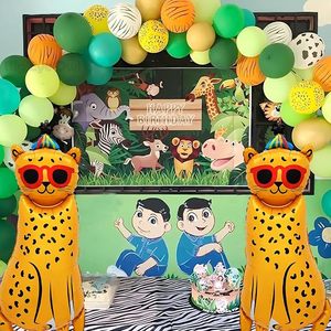 ลูกโป่งฟอยล์ลายเสือดาวสีเหลือง รูปสัตว์เมทัลลิก สำหรับงานวันเกิดเด็กและงานปาร์ตี้ธีมซาฟารีในป่า - Product Image 6