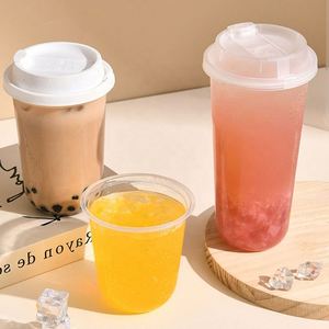 Gobelets jetables en PP transparents en forme de U de 12 oz, 16 oz, 24 oz pour jus de fruits, lait, boba, bubble tea et café avec logo imprimé UV/soyeux - Product Image 1