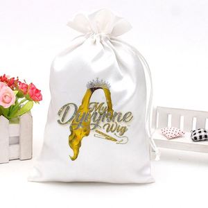 2700353 Sacs à perruques en satin personnalisés avec logo, pochette de rangement soyeuse avec cordon de serrage pour le voyage, emballage textile pour accessoires capillaires - Product Image 3