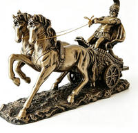 Statue de chariot de gladiateur romain à deux chevaux en promotion – Sculpture de chariot de course