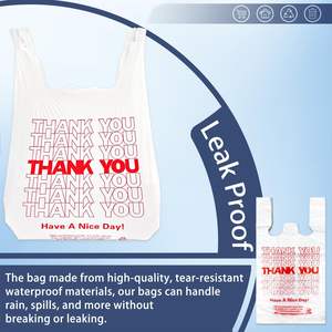 Merci T-shirt Sacs de transport Sacs en plastique jetables PBT avec poignées de qualité alimentaire pour supermarché Shopping Restaurant Utilisation - Product Image 6