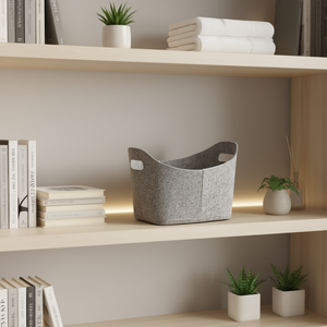 Cesta de Almacenamiento Ovalada de Fieltro Zeller Present, 37x28x25cm, Gris - Product Image 3