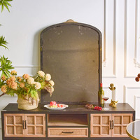 ART NEST Miroir mural décoratif grand format, rustique, écologique, vintage, de luxe, avec cadre en bois doré, épaisseur 5,0 mm, modèle européen pour la maison, Chine