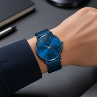 Reloj de Hombre, Moderno, Ultrafino, de Cuarzo, Resistente al Agua 30M, Correa de Aleación, Esfera de 41mm con Agujas, Diseño Casual