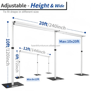 Giá tốt đôi thanh ngang ống và treo lên Kit <span class=keywords><strong>heavy</strong></span> <span class=keywords><strong>duty</strong></span> có thể điều chỉnh Backdrop đứng Backdrop đứng cho trang trí đám cưới - Product Image 3