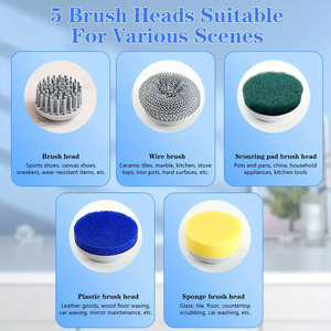 <b>Electric</b> Cleaning <b>Brush</b> Household Rechargeable Nylon Bristle Handheld Multi Function Kitchen <b>Cleaner</b> Plastic Handle - Product Image 3
