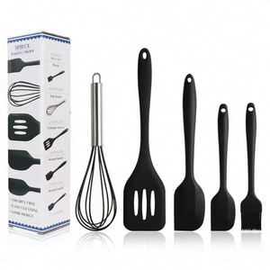 Wholesale 5-piece Silicone Spatula Set Rubber Cooking Utensils Set Heat Resistant Silicone Kitchen Utensils Cooking Spatula Set - Product Image 2