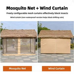 Gazebo de style ferme 9,8x13 pieds, abri Tiki en chaume, structure en acier durable, résistant aux intempéries, toit en PE, pour jardin et cour arrière - Product Image 5