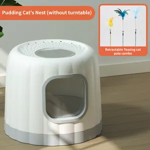नई डिजाइन इनडोर बिल्ली घर गहरी नींद पालतू बिस्तर घर के साथ गेंद खिलौना पालतू जानवर के लिए