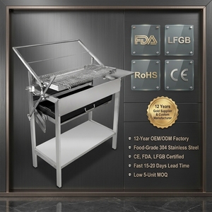 Grille de <span class=keywords><strong>barbecue</strong></span> inclinable HDT01 pour charbon de bois, plaque de cuisson réglable, accessoires de <span class=keywords><strong>barbecue</strong></span>, plaque de cuisson extérieure - Product Image 4