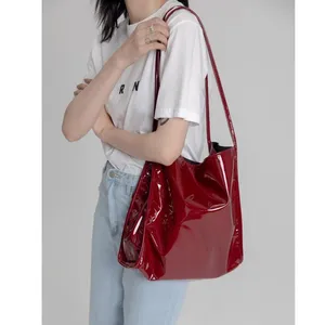 Bolsos <span class=keywords><strong>de</strong></span> hombro <span class=keywords><strong>de</strong></span> <span class=keywords><strong>charol</strong></span> suave para mujer, bolso <span class=keywords><strong>de</strong></span> compras Retro <span class=keywords><strong>de</strong></span> gran capacidad para mujer, bolso <span class=keywords><strong>de</strong></span> mano informal <span class=keywords><strong>de</strong></span> Color sólido a la moda para mujer - Product Image 1