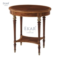 Table basse d'angle ronde en bois massif classique pour salon