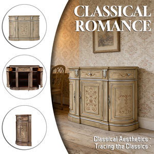 Elegante Credenza con Finitura Anticata, Mobile di Lusso in Legno Impiallacciato, Intagliato a Mano, Tavolo da Ingresso in Legno con <span class=keywords><strong>Cassetti</strong></span> - Product Image 2