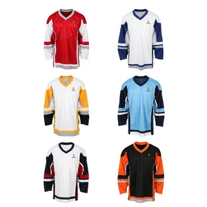 Jersey hoki es uniseks desain kustom Harga terbaik pakaian olahraga Pria Wanita kaus tim OEM kaus hoki kustom cetak bordir