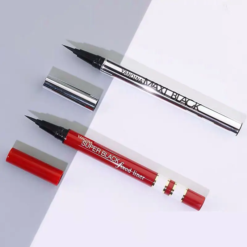 YANQINA Silver Tube Eyeliner Quick Dry Holding Makeup Cool Black Eyes Waterproof Liquid Eyeliner