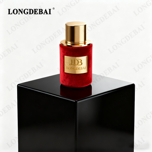 High End Flocking Blue 30ml Glass Perfume <b>Bottle</b> 50ml 100ml Crimp Round Velvet <b>Empty</b> Perfume <b>Spray</b> <b>Bottle</b> With Gold Magnetic Lid - Product Image 3