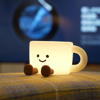 Veilleuse USB rechargeable en silicone, support de téléphone portable en forme de tasse à café, lampe d'ambiance LED de chevet, couleurs changeantes