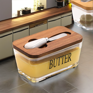 Hand Blown Glass <b>Sealed</b> Butter Box with Lid and Spoon Party & Kitchen Use Food Storage Container - Product Image 2
