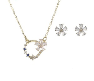 Conjunto de Joyería de Flores Chapado en Oro de 18K, Collar y Pendientes Modernos, Nueva Llegada, Aleación de Cobre, Joyería para Fiesta, Diseño Floral - Product Image 4