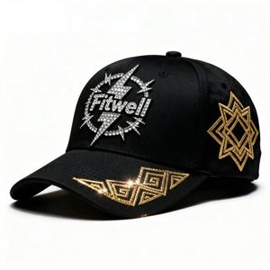 Casquettes de baseball personnalisées à 6 panneaux avec strass, vente en gros pour femmes - Product Image 1