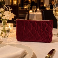 Pochette de soirée en velours rouge bordeaux matelassée diamantée avec plis latéraux pour femme, pochette de voyage de luxe pour maquillage